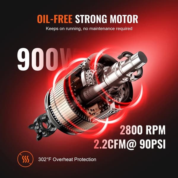 8L 900W bärbar tyst oljefri luftkompressor, snabb och effektiv uppblåsning, hållbar, säker att använda, bred applikation