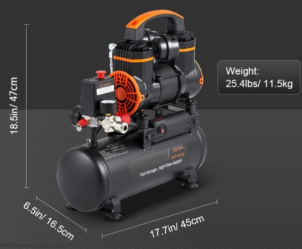 8L 900W bärbar tyst oljefri luftkompressor, snabb och effektiv uppblåsning, hållbar, säker att använda, bred applikation