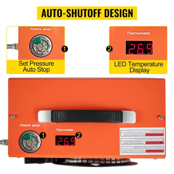 4500Psi 350W 12V/220V bärbar säker PCP luftkompressor med inbyggd fläkt och olje/vattenavskiljare, ställ in tryck/auto stopp funktion