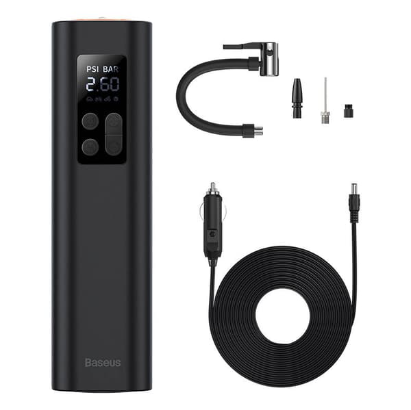 Baseus Car Tool Super Mini Inflator Tyre Pump 15sec Fast Inflation, 4 Tires in 25 Minutes, Black (CRCQ000001)