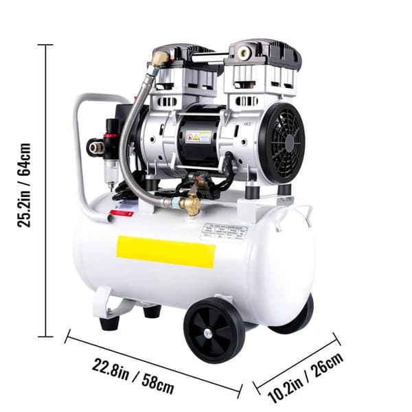 1,5HP/1100W 7 bar 1440RPM 200L/min högeffektiv oljefri luftkompressor med 30L tank, stark kraft, lågt ljud, bärbar design