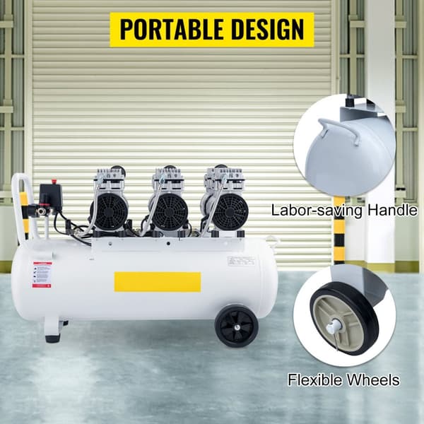 3HP/2200W 495L/min 8 bar bärbar högeffektiv luftkompressor med 100L tank och oljefri pump, tyst kopparmotor, säker design