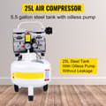 Miniatyrbild 3 av 8: 25L 1HP/750W 165L/min 5.9 CFM 8 bar mångsidig oljefri luftkompressor, portabel design, hög effektivitet, lågt ljud, säker att använda