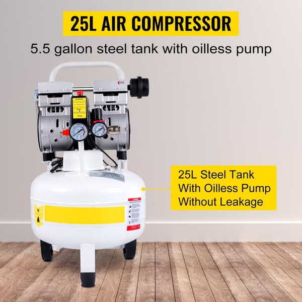 25L 1HP/750W 165L/min 5.9 CFM 8 bar mångsidig oljefri luftkompressor, portabel design, hög effektivitet, lågt ljud, säker att använda