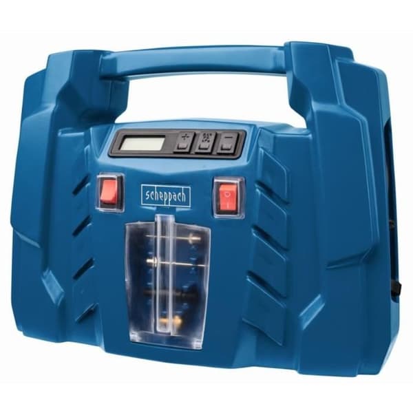 Bärbar kompressor med elektronisk tryckjustering - Scheppach AIR FORCE 5 - 1500 W - 8 bar (bil/cykel/ballong)