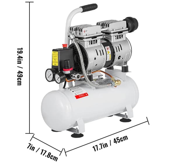 550W bärbar tyst oljefri luftkompressor med 9L tank, ren kopparmotor, hög effektivitet, enkel och säker att använda