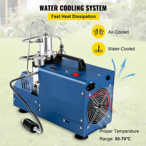 1800W 4500PSI 2800R/min högtrycks PCP luftkompressor, PCP luftpump, manuellt stopp, vattenkylning, lätt att bära