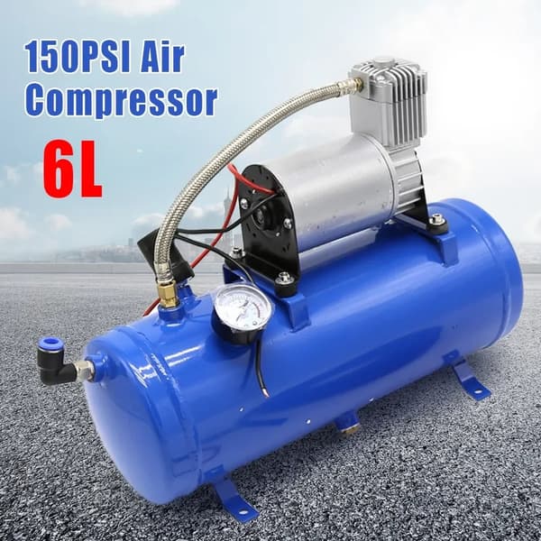 150PSI Luftkompressor, 6L Tankkapacitet, DC 12V Ström,100PSI 6L