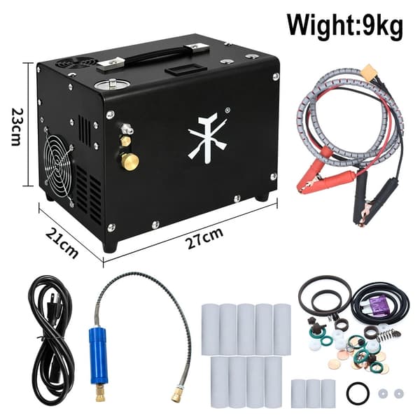 300W 30MPa 220V AC/12V DC PCP luftkompressor med inbyggd transformator, 4500Psi högtryckskompressor, justerbart tryck