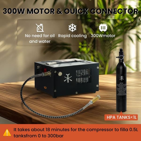 4500psi/300bar/30Mpa PCP luftkompressionspump med överhettningsskydd, 220V/12V bärbar luftkompressor, snabb uppblåsning