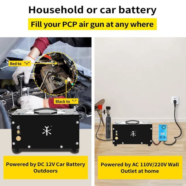 4500PSI 12V/220V bärbar säker högtrycks PCP-luftkompressor med inbyggd olje-vattenseparator, automatiskt stopp