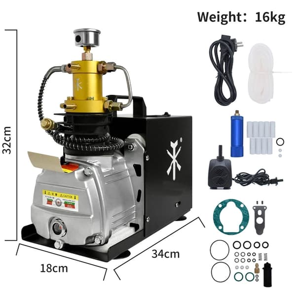1800W 220V 300Bar högtrycks PCP luftkompressor med dubbla kylsystem, 4500Psi elektrisk luftpump, hög prestanda