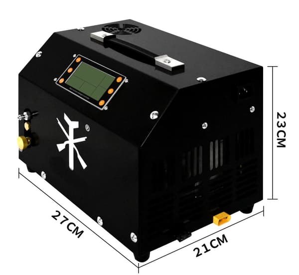 12V/220V 300W 30MPa bärbar PCP-luftkompressor med LCD-display, förinställd tryckfunktion, flera skydd, lätt att använda
