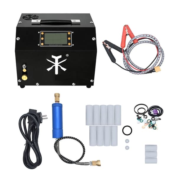 12V/220V 300W 30MPa bärbar PCP-luftkompressor med LCD-display, förinställd tryckfunktion, flera skydd, lätt att använda