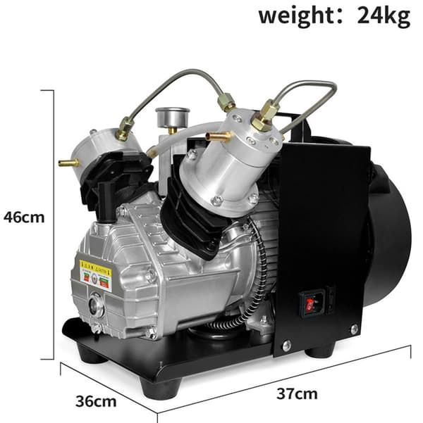 2200W 300Bar bärbar högtrycksluftkompressor för 0-6,8L cylinder, PCP-luftkompressor, tvåstegskompression, fläkt och vattenkylning