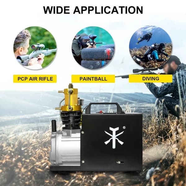1800W 4500psi PCP luftkompressor för 0-3L dyktank, tvåstegs kompression, automatiskt stopp, lätt att bära