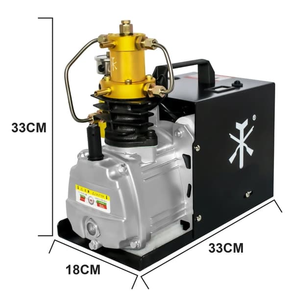 1800W 4500psi PCP luftkompressor för 0-3L dyktank, tvåstegs kompression, automatiskt stopp, lätt att bära