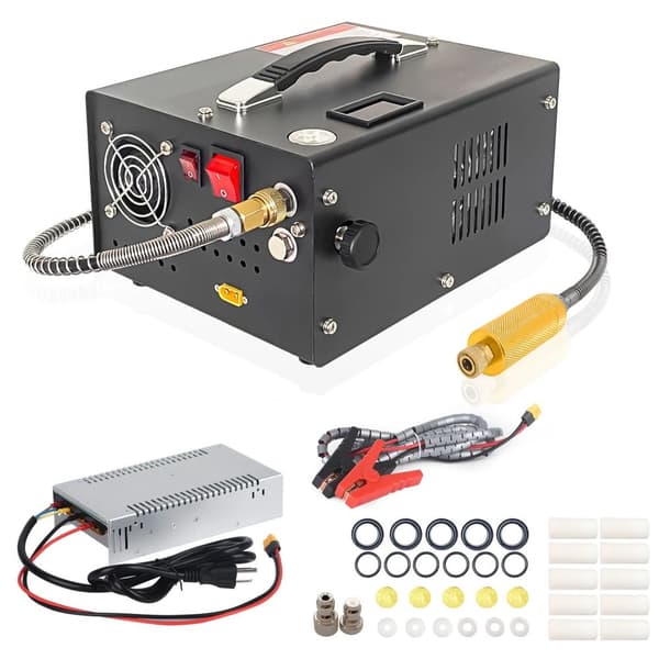 300W 12V bärbar PCP luftkompressor för dykartank, 220V PCP kompressorpump med inbyggt kylsystem, synligt instrument
