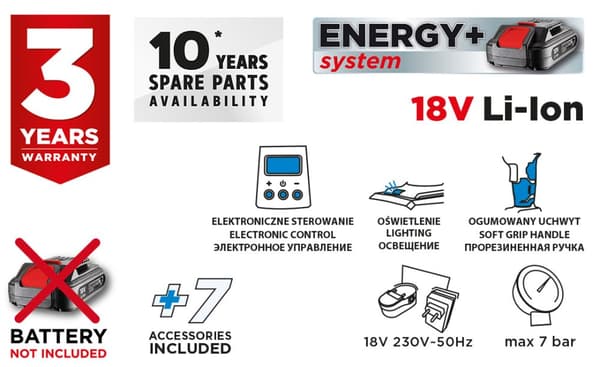 Energi+ 18V batterikompressor, LCD display, utan batteri