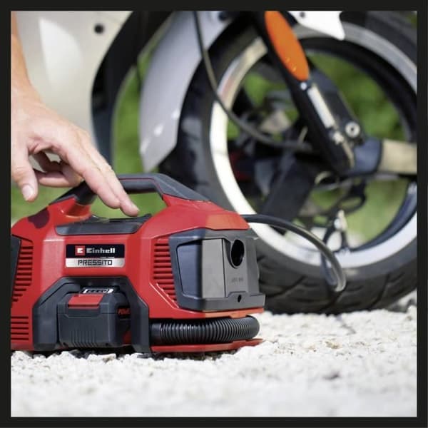 Einhell Trådlös Kompressor PRESSITO 18/21 Power X-Change (18V, automatisk avstängning) Levereras utan batteri eller laddare.