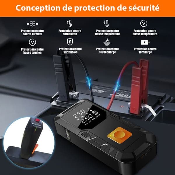 AWESAFE Smart Bilt Sartare, Bärbar luftkompressor, 12V bilstartare och 3-i-1 strömbank