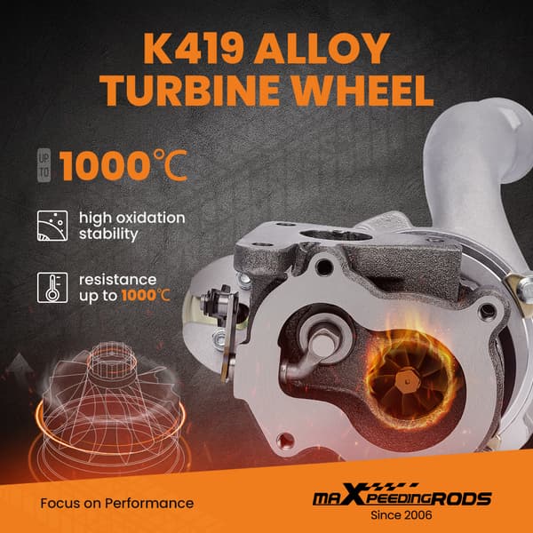 Billet Turbocharger, Op til 102HK Effekt, Oliekølesystem, Holdbar Konstruktion