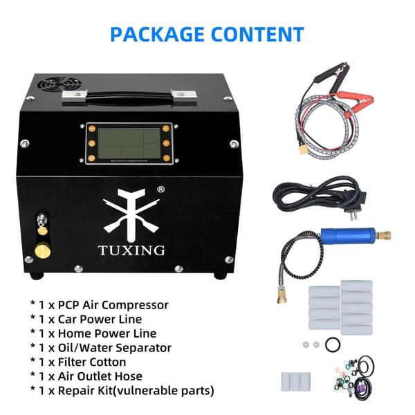 PCP Luftkompressor, 300Bar Arbetstryck, Tvåstegs Kolvdesign,TXET063, 220v