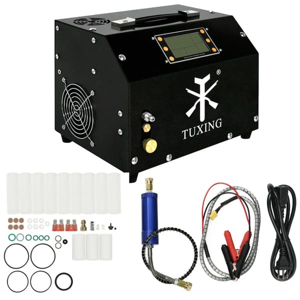 TUXING Högtryckskompressor, Automatisk Tryckhantering, Kontinuerligt Kylsystem,Med LCD-skärm, 220V