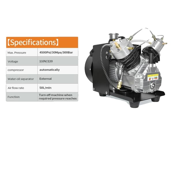 PCP Luftkompressor, Högtryck 4500Psi, Effektivt Vattenkylsystem,ny, 220V