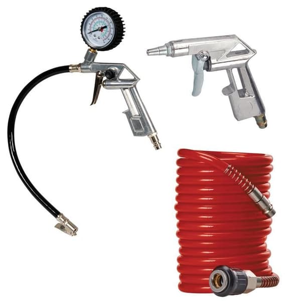 Einhell Kit med 3 tillbehör för kompressor (Blåspistol, pumptryckmätare, 5m slang (invändigt diameter 6 mm))