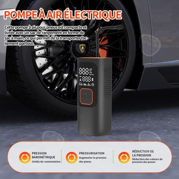 Bärbar luftkompressor 160 PSI 7500 mAh bildäckspump med digital display LED-lampa USB-laddning för bilmotorcykelboll