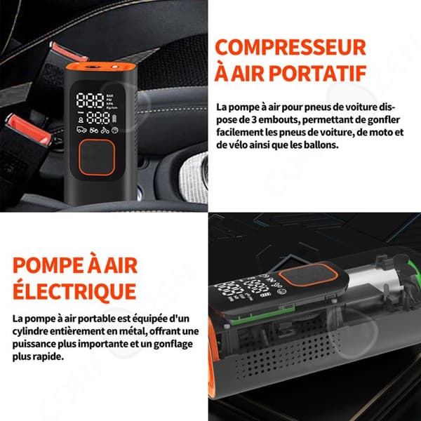 Bärbar luftkompressor 160 PSI 7500 mAh bildäckspump med digital display LED-lampa USB-laddning för bilmotorcykelboll