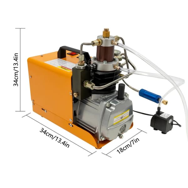 Bärbar PCP-luftkompressor, 1,8 kW motor, 300 bar tryck,220V, Orange, EU