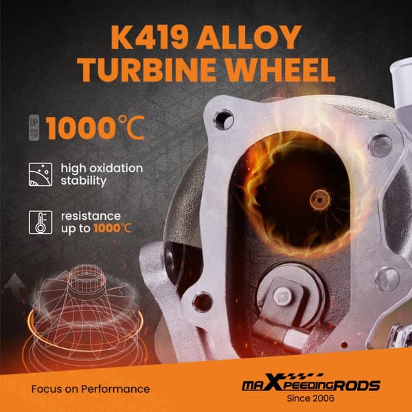 Billet Steel TD04L Turbocharger, høj effektivitet kompressorhjul, holdbart silicium-molybdæn hus, op til 211HK effekt.