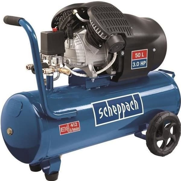 Scheppach HC53DC horisontell tvåcylindrig luftkompressor - 50L - 2200 W - 10 bar - 3 HP