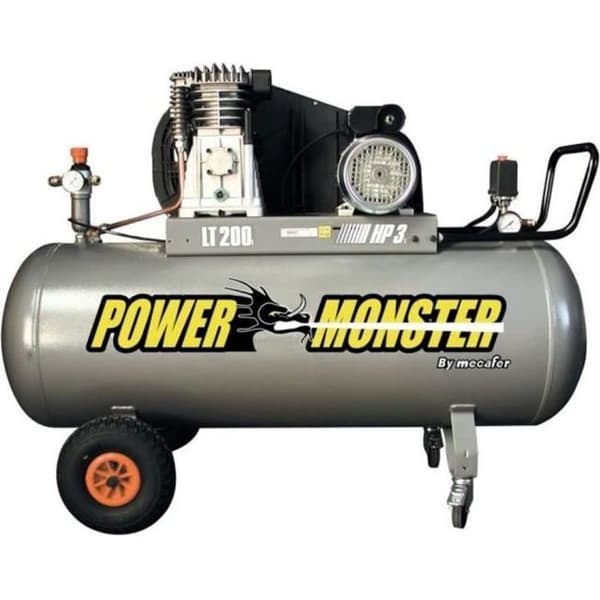 Kompressor - MECAFER - 200 L - 3HK - Bicylindrisk rem - 10 bar - Semi Pro PowerMonster