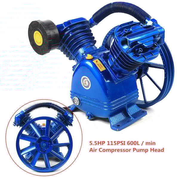 4 kW Ilmakompressorin Pumpun Pää, 5,5 HP Kaksoissylinteri, 8 Bar Paine, Korkea Tehokkuus