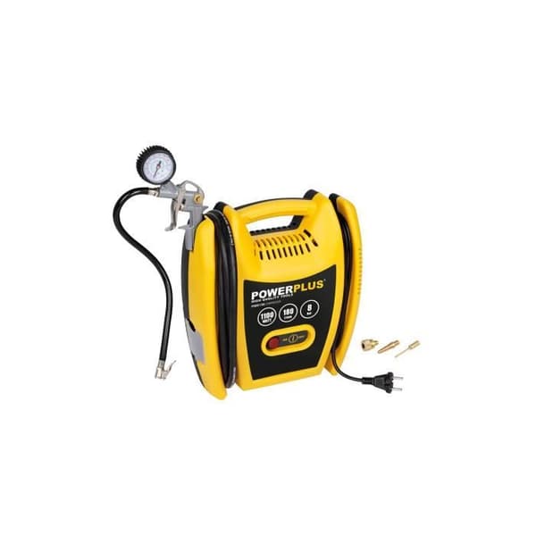 POWERPLUS Kompressor 1100W utan olja &amp; utan tank + 5ACC