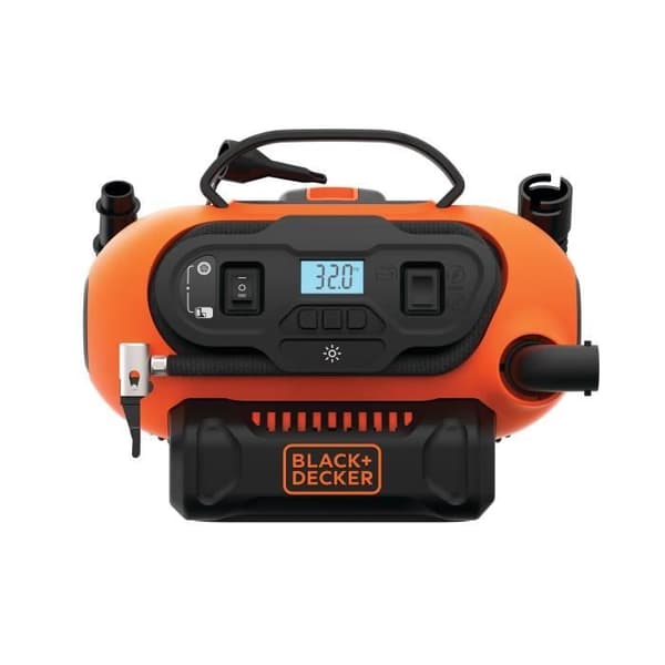 BLACK+DECKER Trådbunden eller trådlös inflator-kompressor 18V / 220V - 11 bar/160 PSI (levereras med 3 nålar) - BDCINF18N-QS