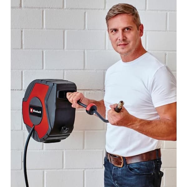 Einhell Tryckluftsslangtrumma TC-PH 150 (slangens längd 15 m + anslutningsslang 1,5 m, väggmonterad hållare)
