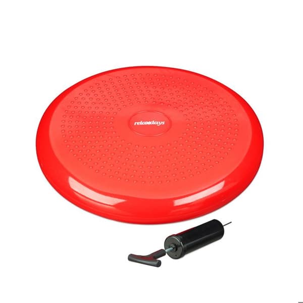Relaxdays Luftkudde med piggar 33 cm luftpump balansfitness diskbalanskudde, röd