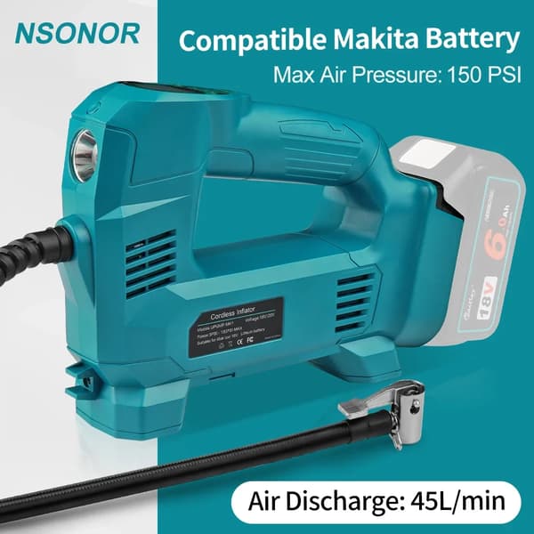Langaton puhallin, 150 PSI maksimi paine, 45L/min ilmavirta,Langaton täyttölaite