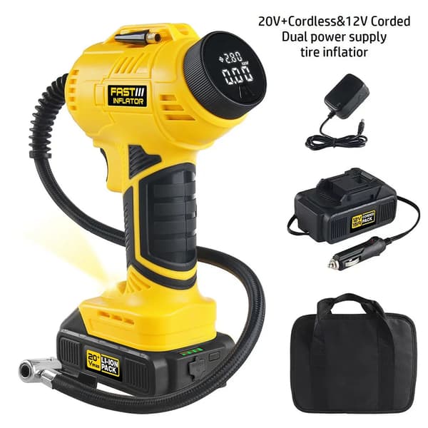 Langaton Ilmapumppu, 150 PSI Maksimipaine, Digitaalinen Mittari,20V+12V kaksoisvirtalähde