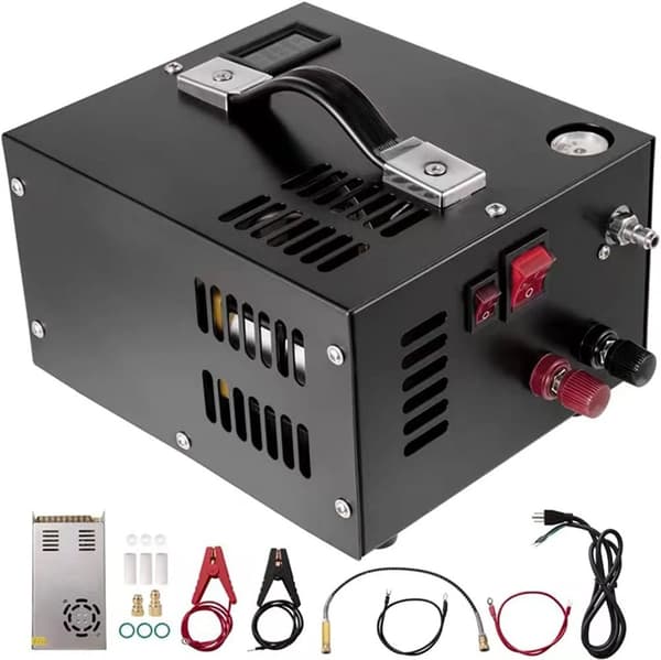 Bærbar PCP Luftkompressor Pumpe, 300W Effekt, 68L/min Udsivning,EU, Sort