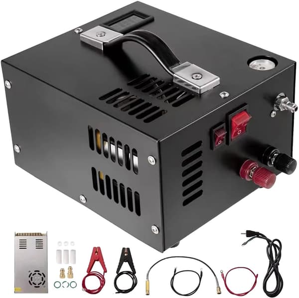 Bærbar PCP Luftkompressor Pumpe, 300W Effekt, 68L/min Udsivning,EU, Sort