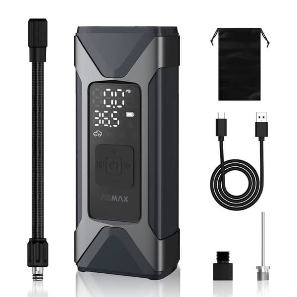 Kannettava rengaspaineensäädin, 160 PSI maksimipaine, 7500mAh akunkapasiteetti,Paristokäyttöinen, 1 Setti T10