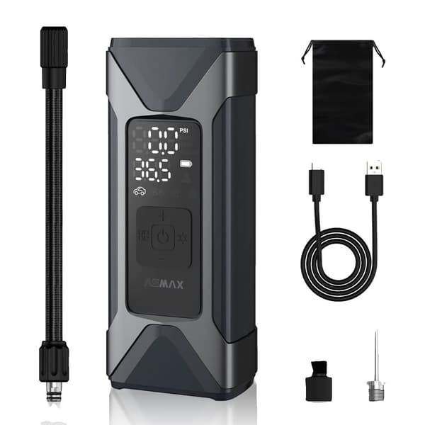 Kannettava rengaspaineensäädin, 160 PSI maksimipaine, 7500mAh akunkapasiteetti,Paristokäyttöinen, 1 Setti T10