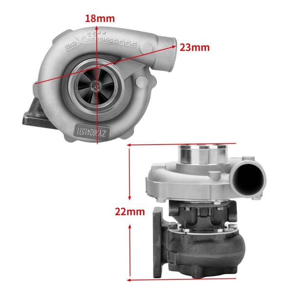T04E Turboaggregat, Universell Passform för 1.5L-2.5L Motorer, Ökar Hästkrafter Upp till 300+HK, Oljekyld