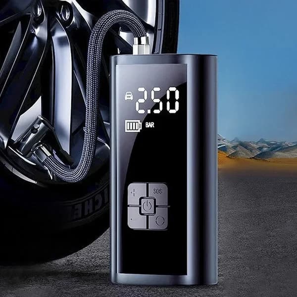Bærbar Dækpumpe, 6000mAh Batteri, 12V Strøm, 150 PSI Maksimalt Tryk,Batteridrevet, Trådløs