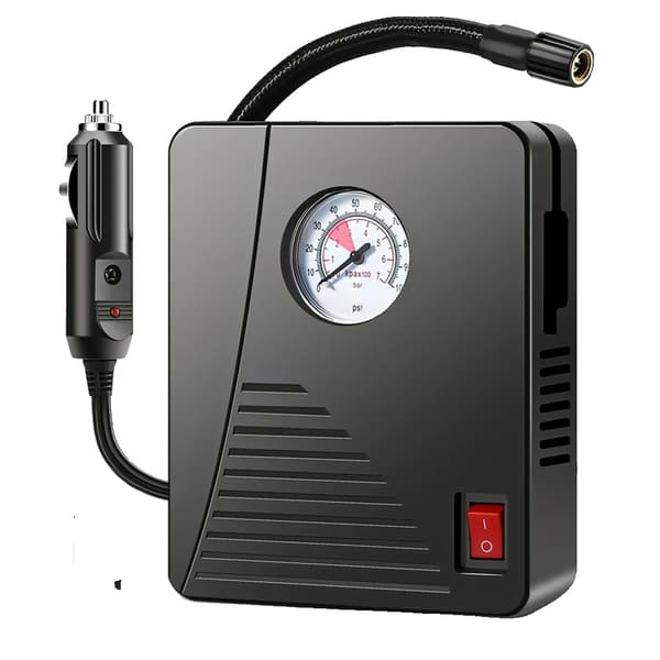 Bærbar bil luftpumpe, 100 PSI maksimalt tryk, 35L/min luftvolumen, kompakt design,Dækoppustningsapparat